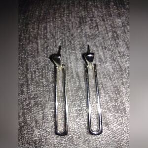 Silver Rectangle Drop Earrings